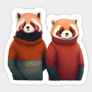 Couple Red Panda in a Sweater Sticker
